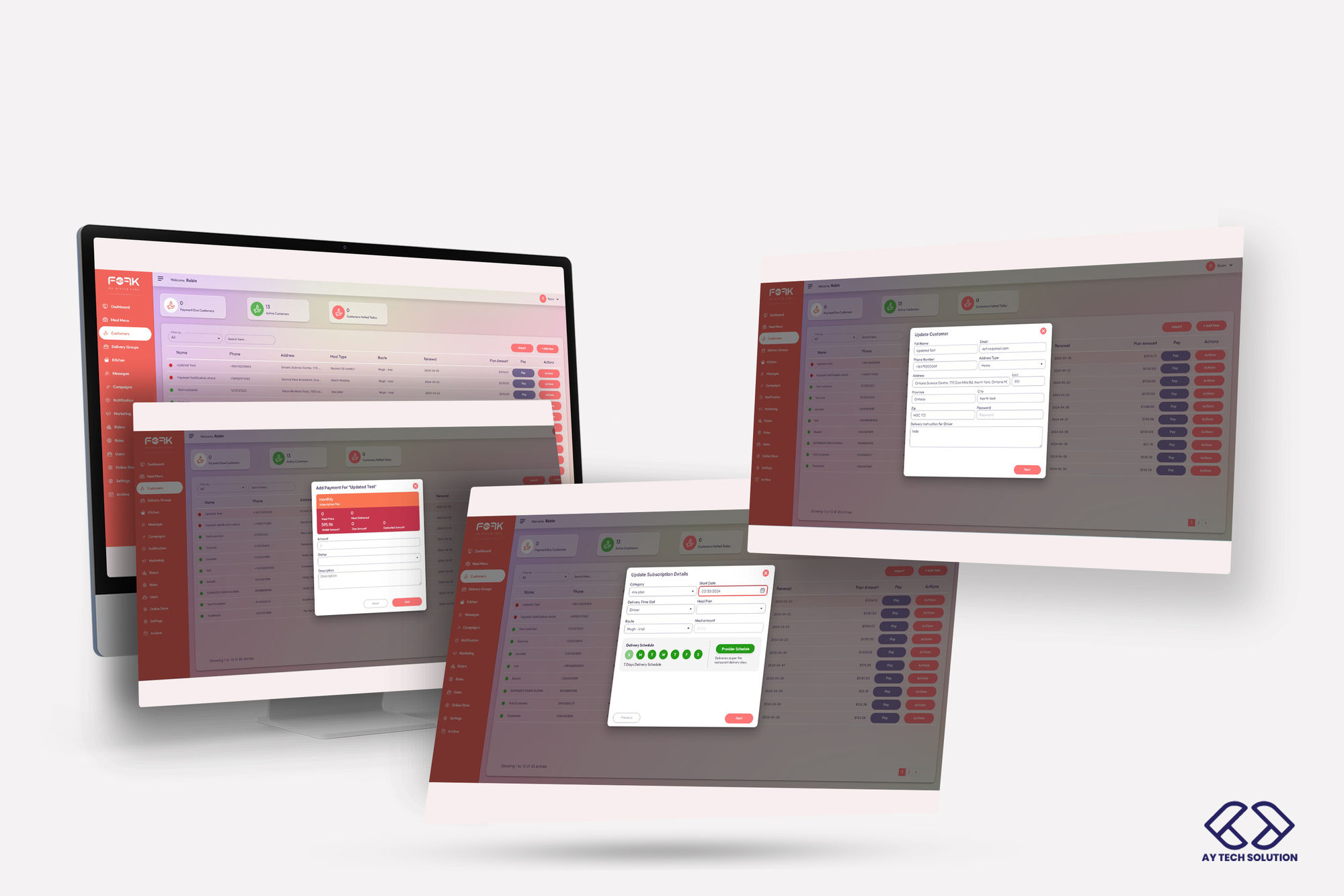 Multi-tenant SaaS admin control panel with role-based customer management and subscription controls